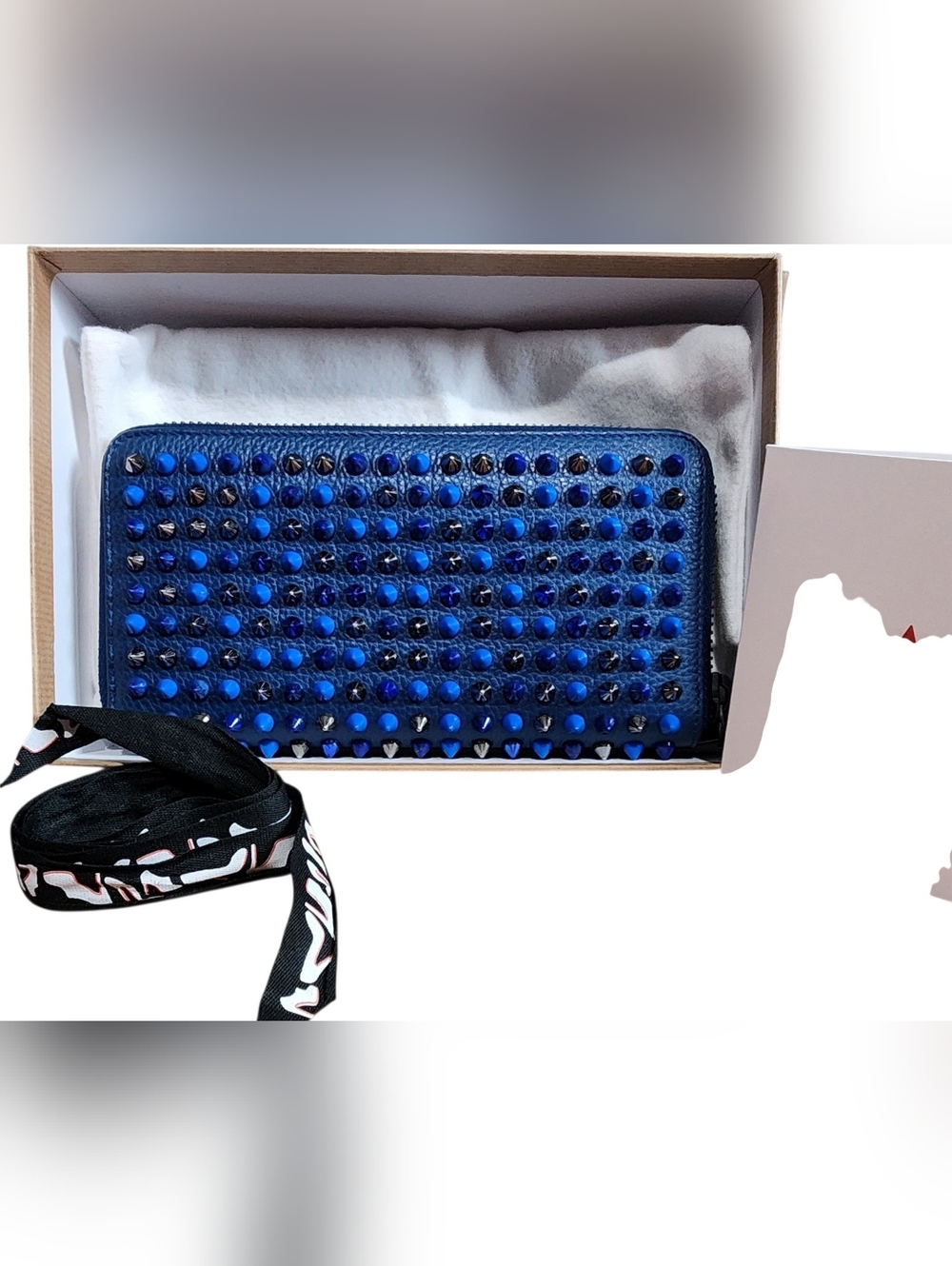 Super EUC Christian Louboutin Panettone Spiked Zip-Around Wallet. Full Set.